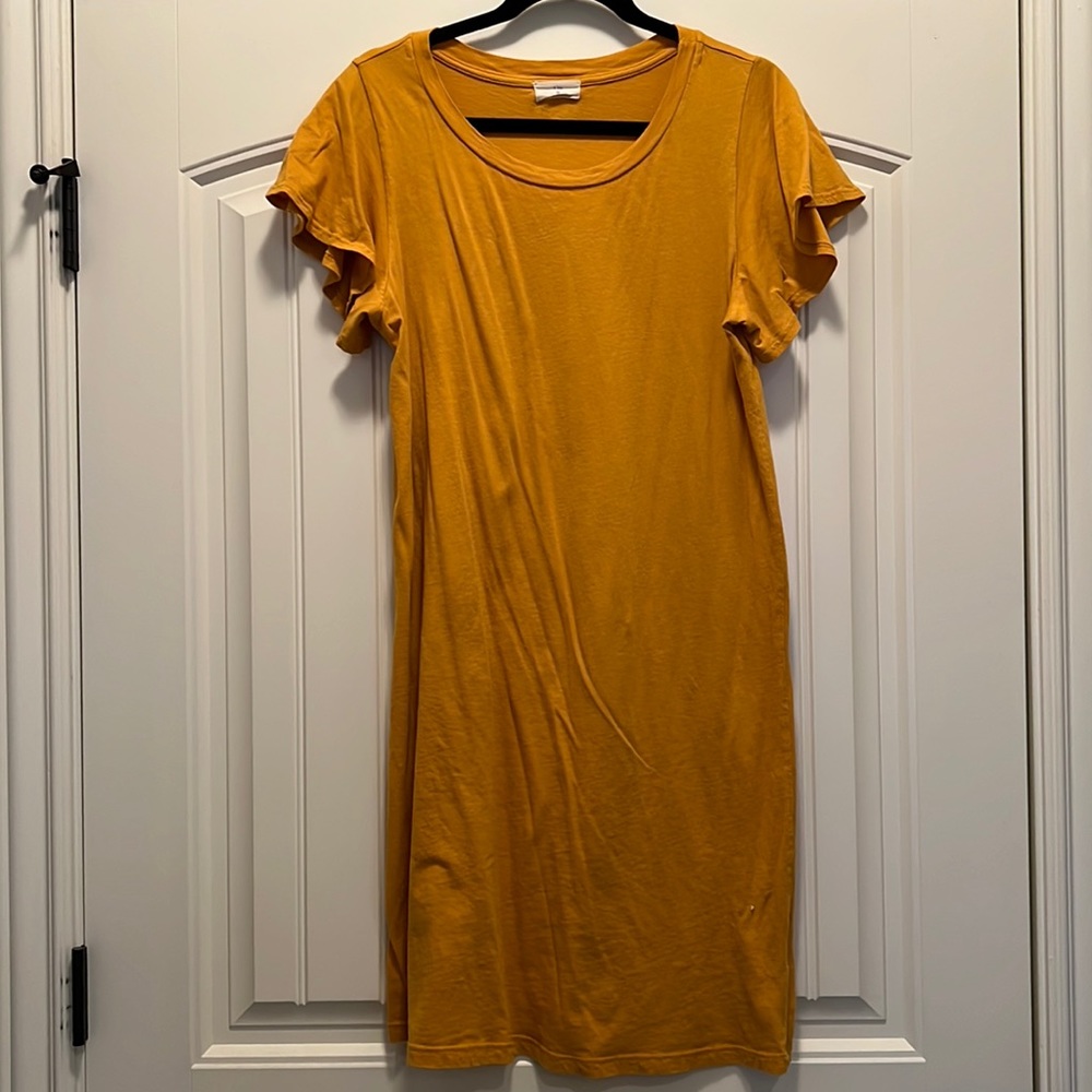 Anthropologie T-shirt dress in marigold.